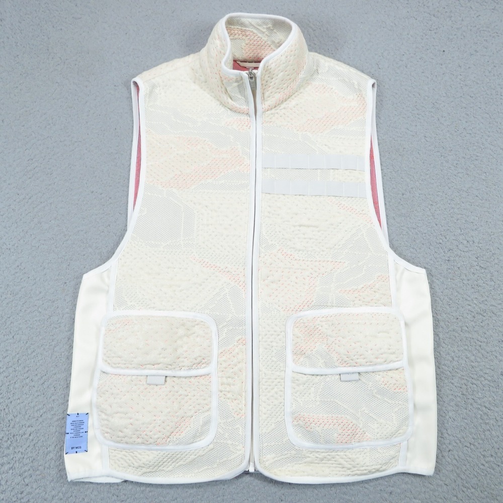 Alexander McQueen MCQ Byborre Jacquard Knit Vest Men Small White Zip 011734
